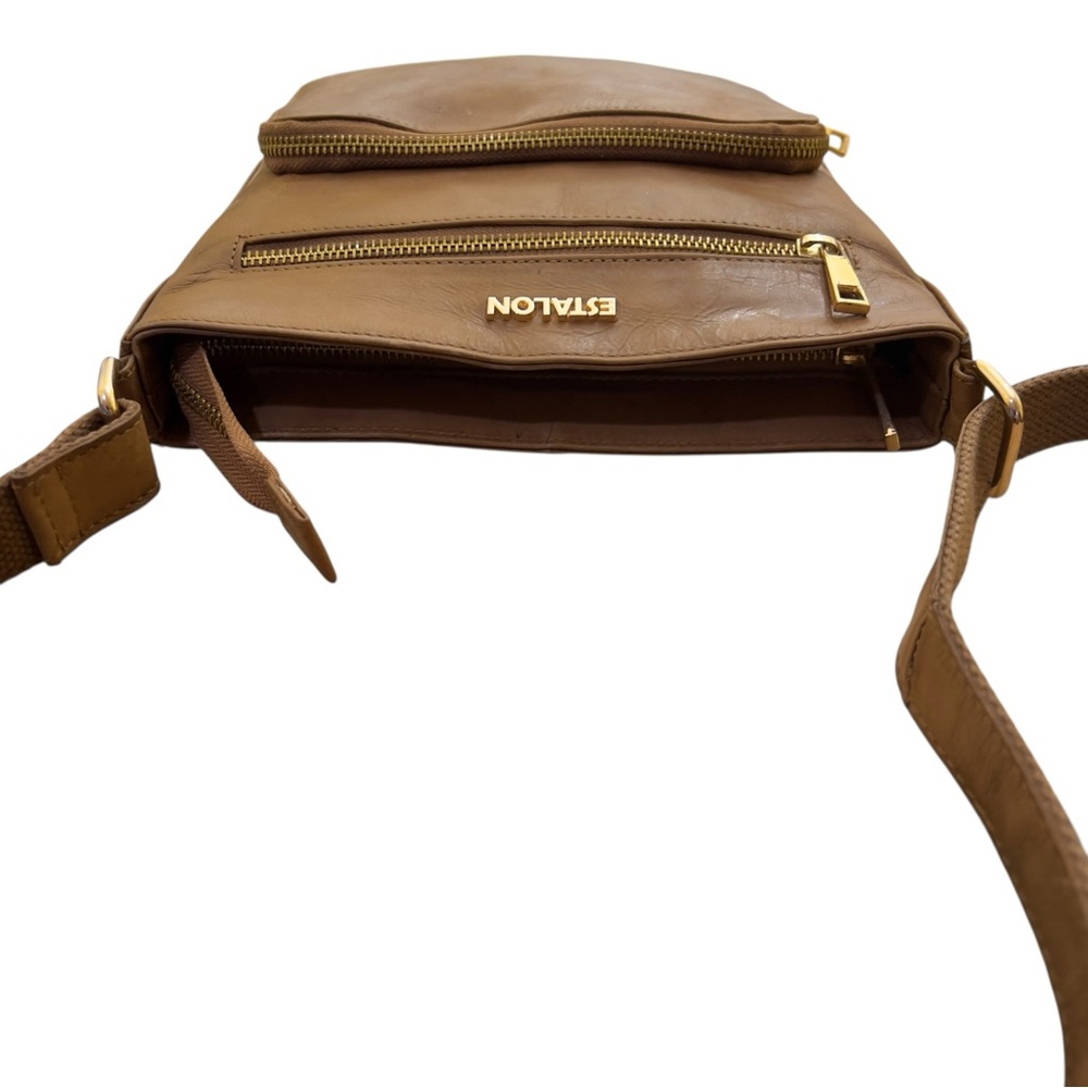 Estalon Genuine Leather Convertible Crossbody Shoulder Bag – Brown Made in India - Picture 4 of 16